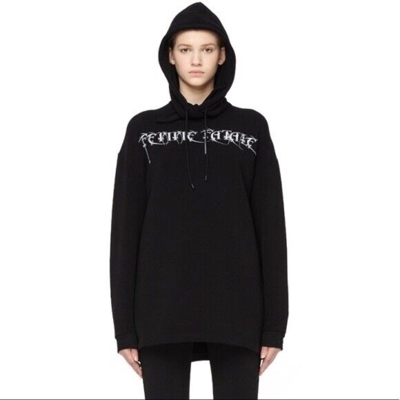 Brand New BALENCIAGA "Femme Fatal" Black Hooded Sweatshirt, Size Large - Picture 1 of 6